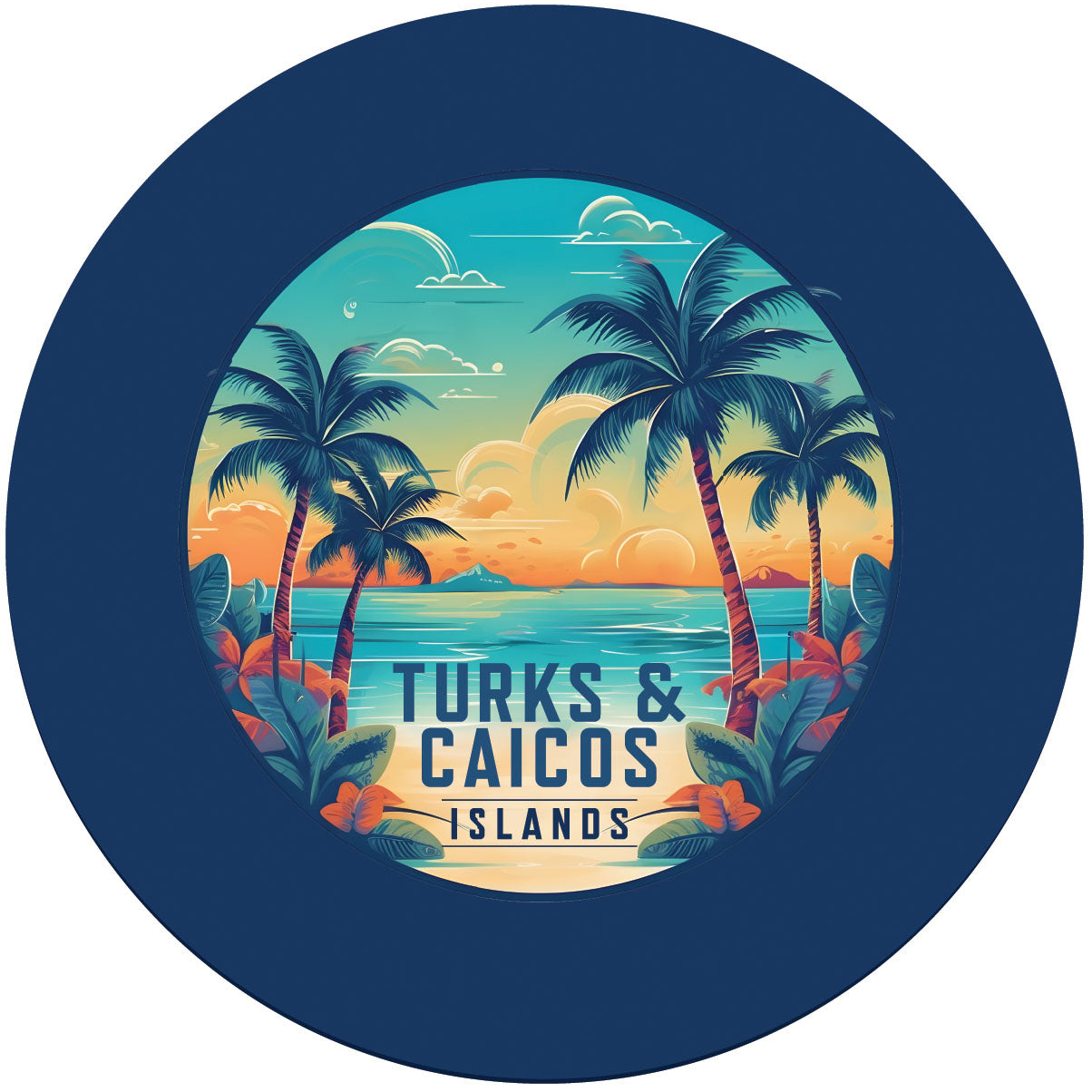 Turks And Caicos Design D Souvenir Round Vinyl Decal Sticker - 4-Inch