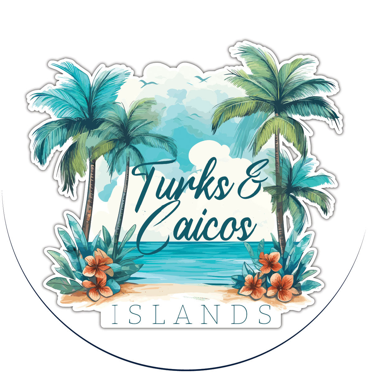 Turks And Caicos Design C Souvenir Round Vinyl Decal Sticker - 6-Inch