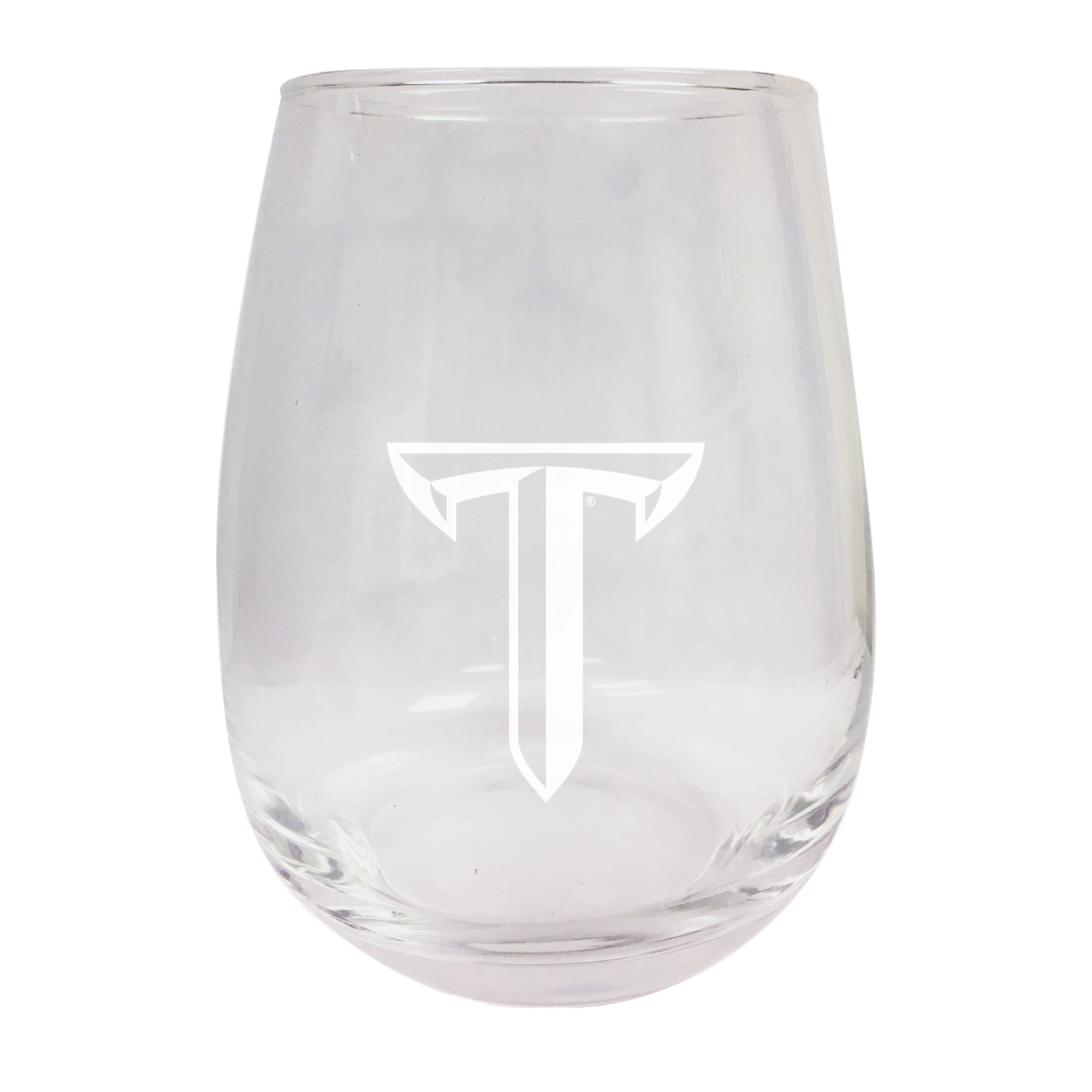 Troy University Etched Stemless Wine Glass