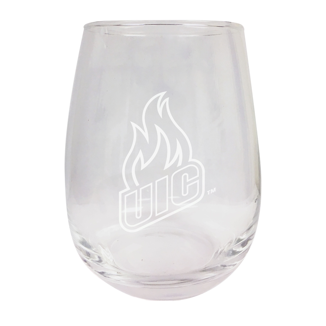 University Of Illinois At Chicago Etched Stemless Wine Glass