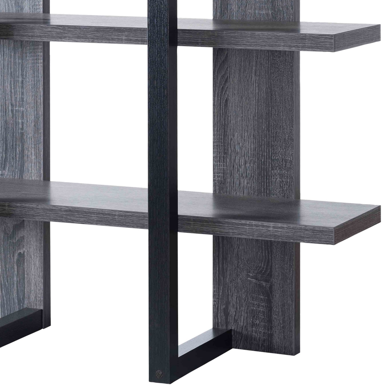71 Inches Rectangular 4 Tier Wooden Bookcase, Gray- Saltoro Sherpi