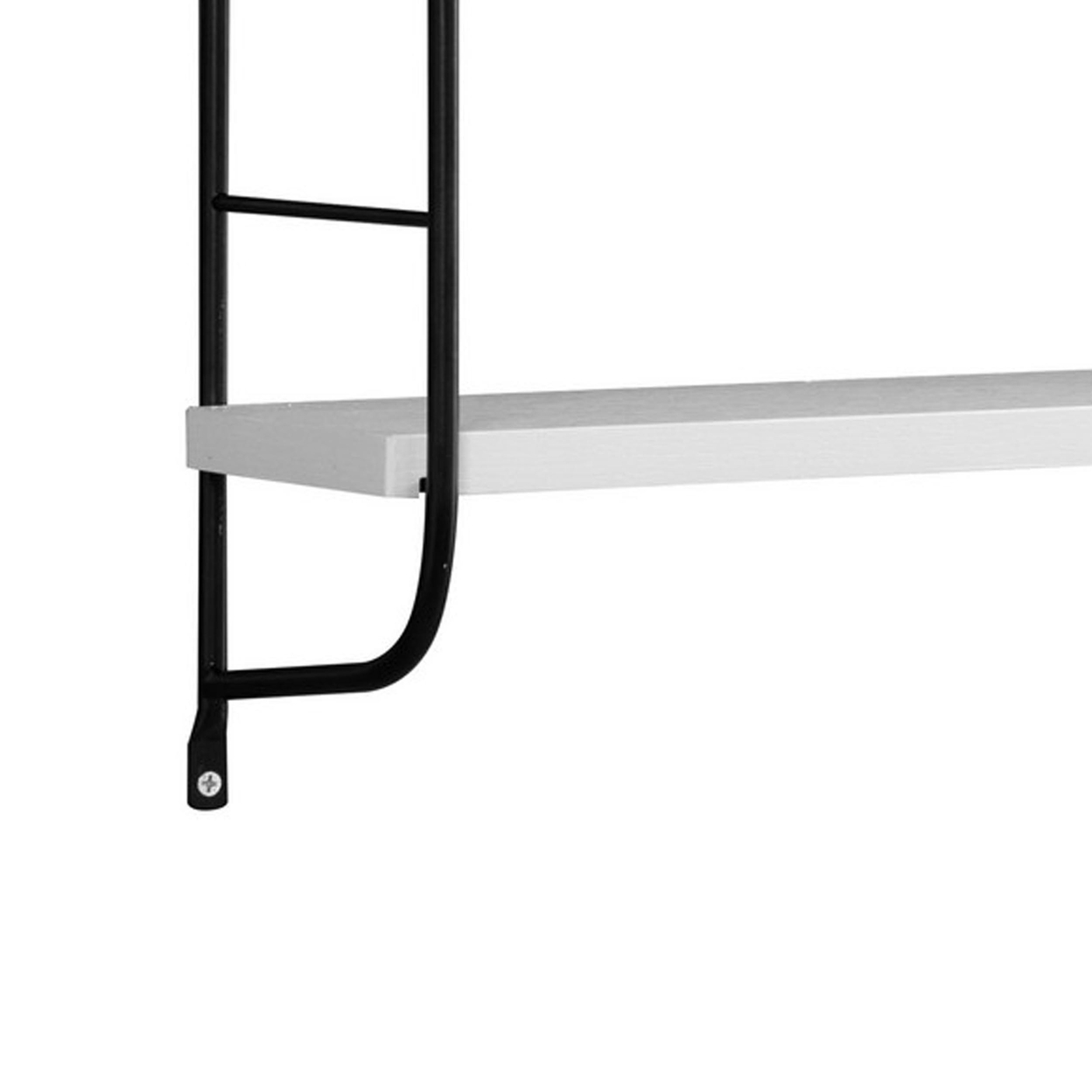 Cox 47 Inch Two Tier Wall Mounted Metal Shelf, 5 Adjustable Heights, White- Saltoro Sherpi