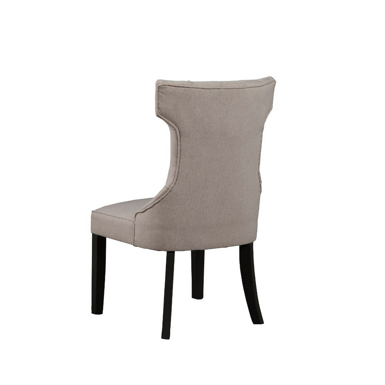 Upholstered Button Tufted Side Chairs With Wooden Base Set Of 2 Gray- Saltoro Sherpi