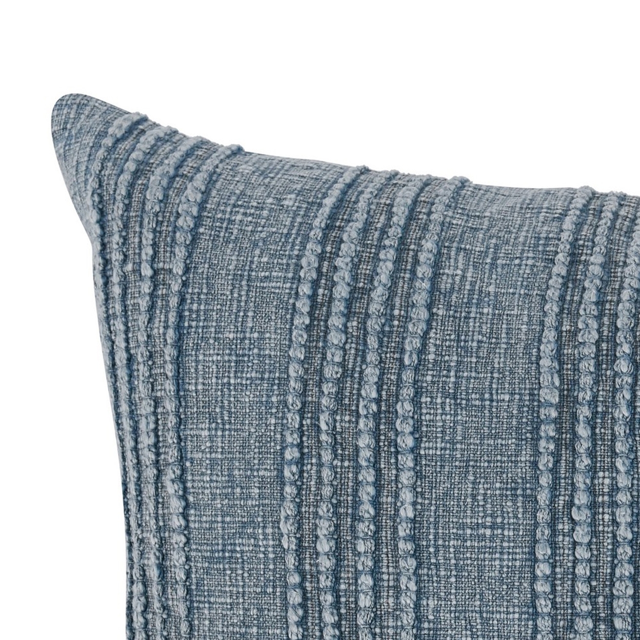 22 X 22 Accent Throw Pillow, Down, Textured Woven Striped Design, Blue- Saltoro Sherpi
