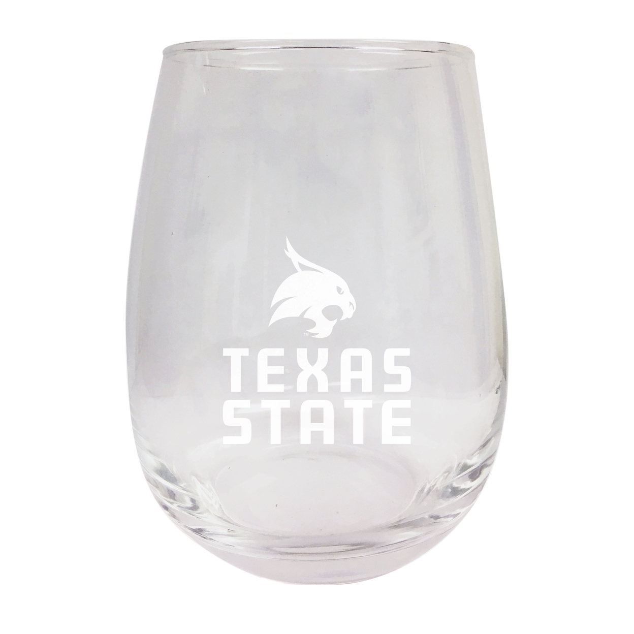 Texas State Bobcats Etched Stemless Wine Glass