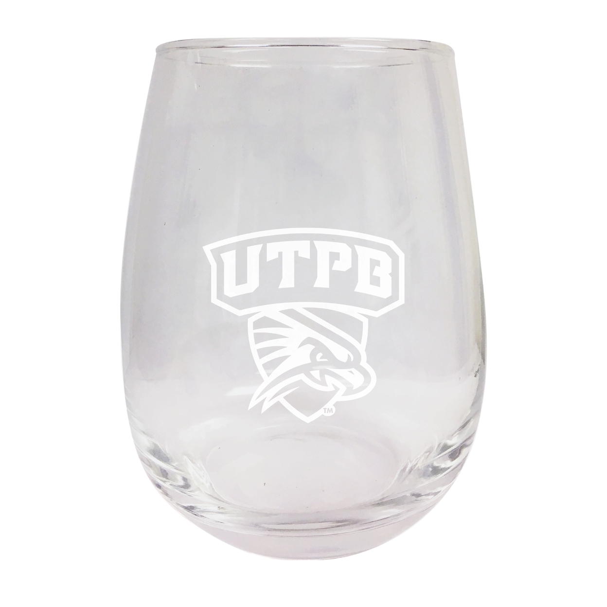 University Of Texas Of The Permian Basin Etched Stemless Wine Glass