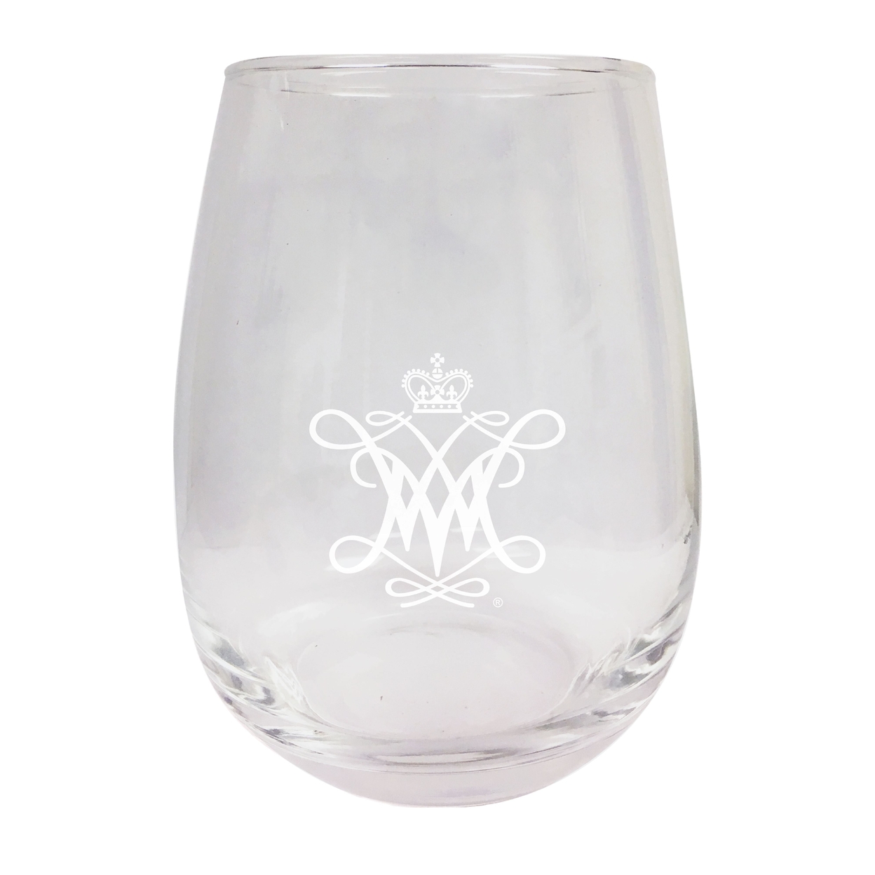 William And Mary Etched Stemless Wine Glass
