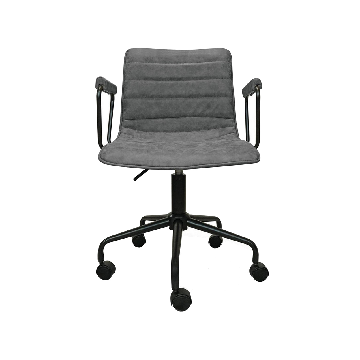 19 Inch Swivel Office Chair, Adjustable Height, Gray Microfiber Upholstery- Saltoro Sherpi