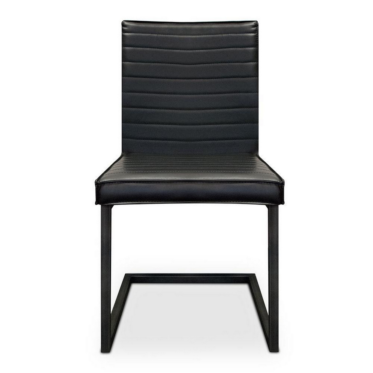 Ina 24 Inch Set Of 2 Side Dining Chairs, Cantilever, Black Vegan Leather- Saltoro Sherpi