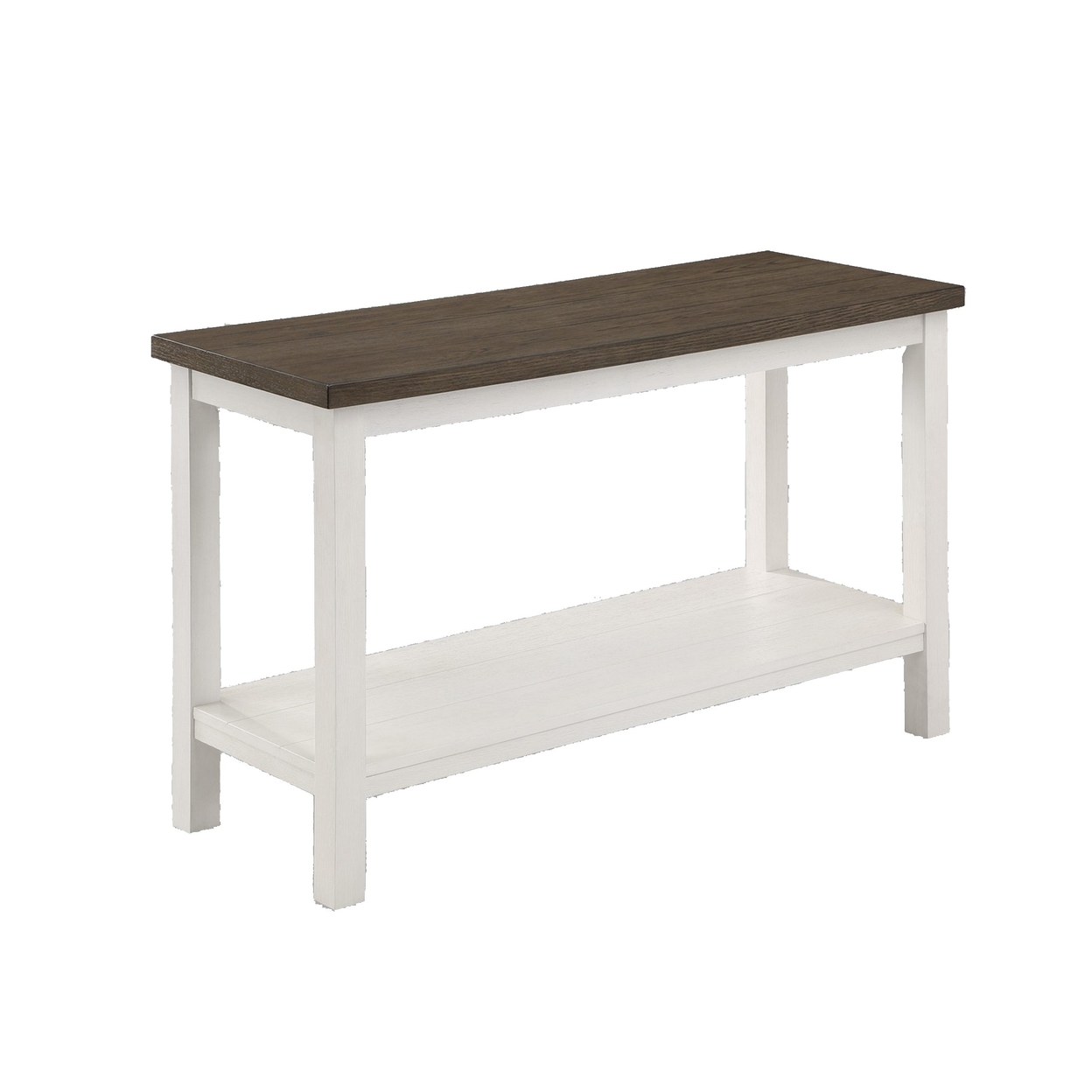 Mon 48 Inch Sofa Console Table, Open Shelf, Brown Surface, White Frame - Saltoro Sherpi