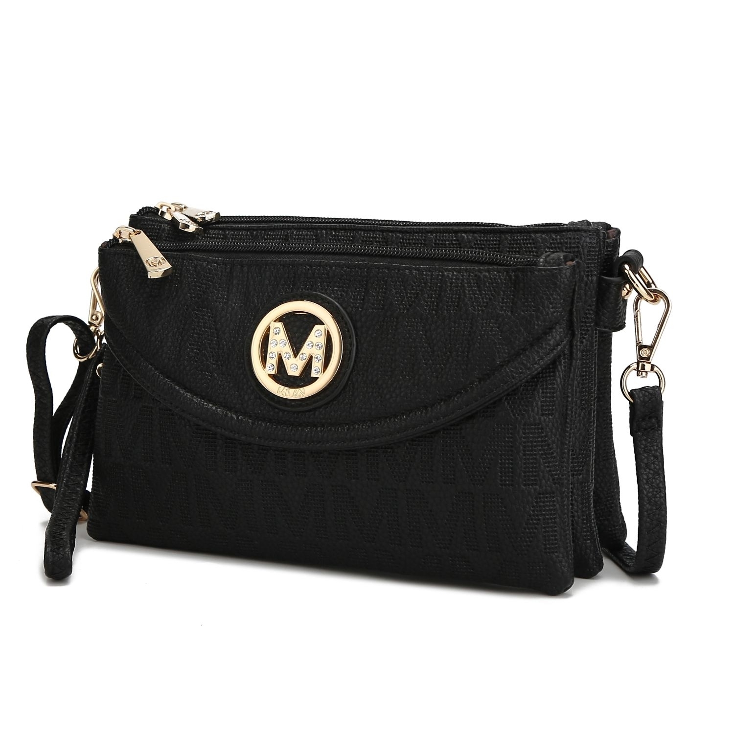 MKF Collection Multi Compartments Becky M Signature Crossbody Wristlet By Mia K. - Black