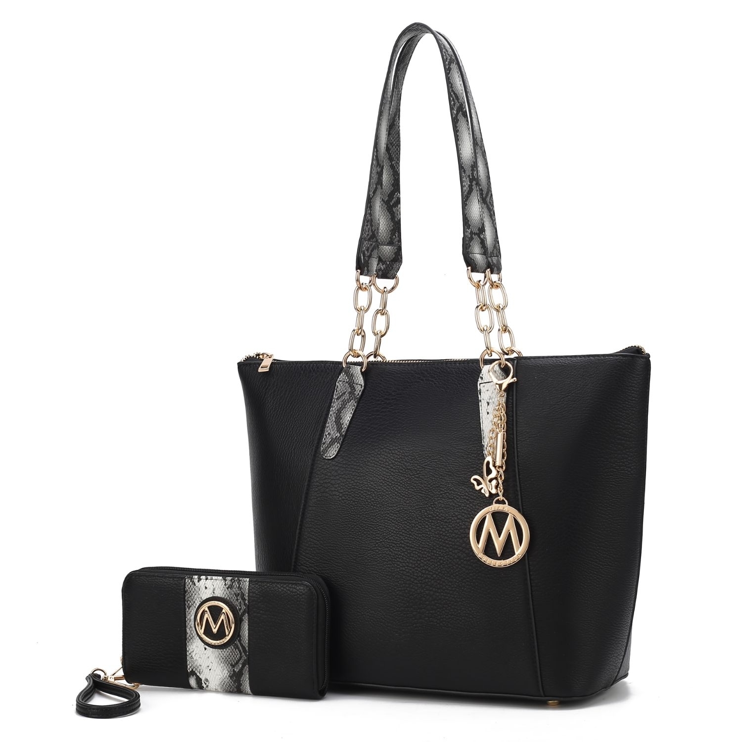 MKF Collection Ximena Vegan Leather Women's Tote Bag With Matching Wristlet Wallet - 2 Pieces By Mia K - Charcoal