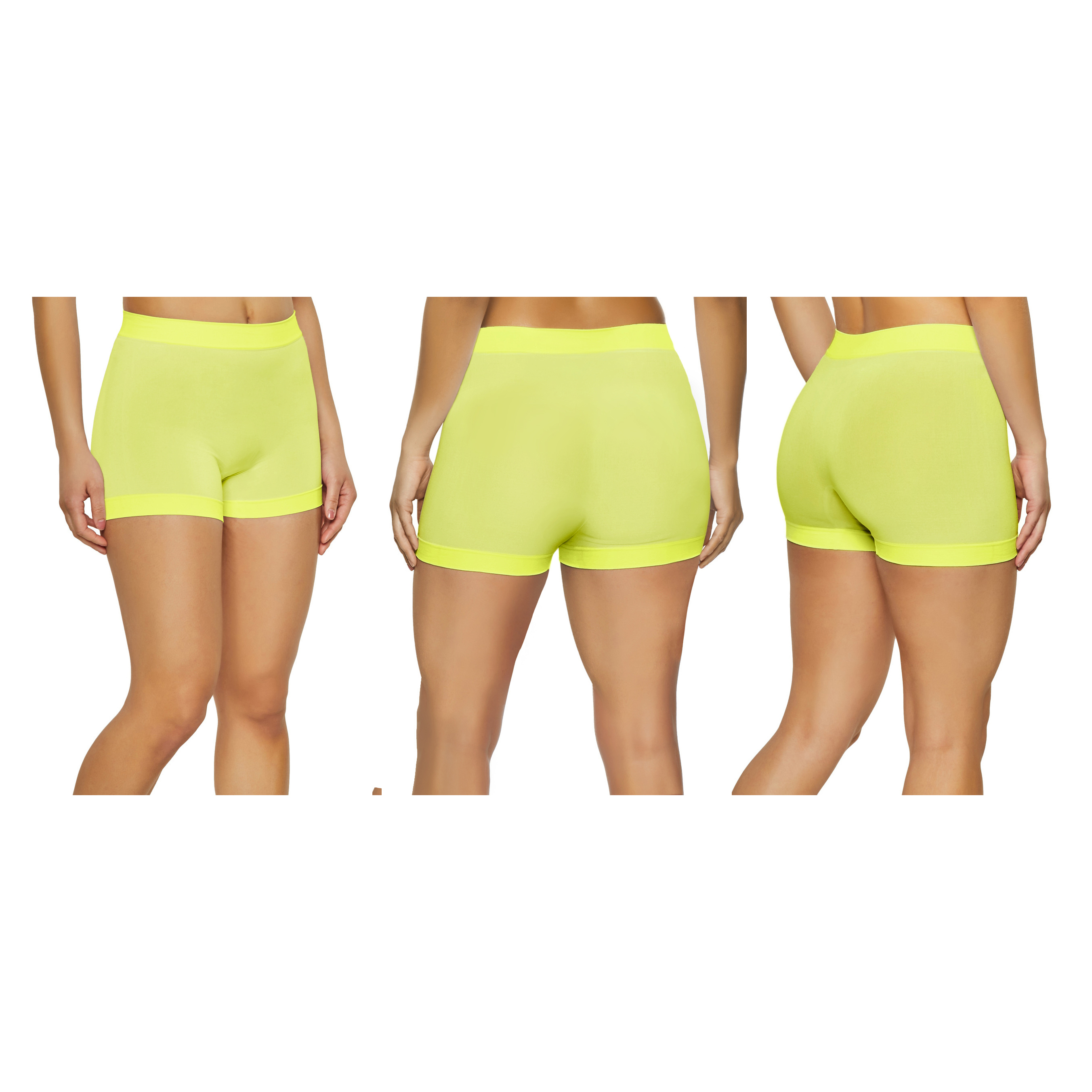 12-Pack Women's High Waisted Biker Bottom Shorts For Yoga Gym Running Ladies Pants - YELLOW, L