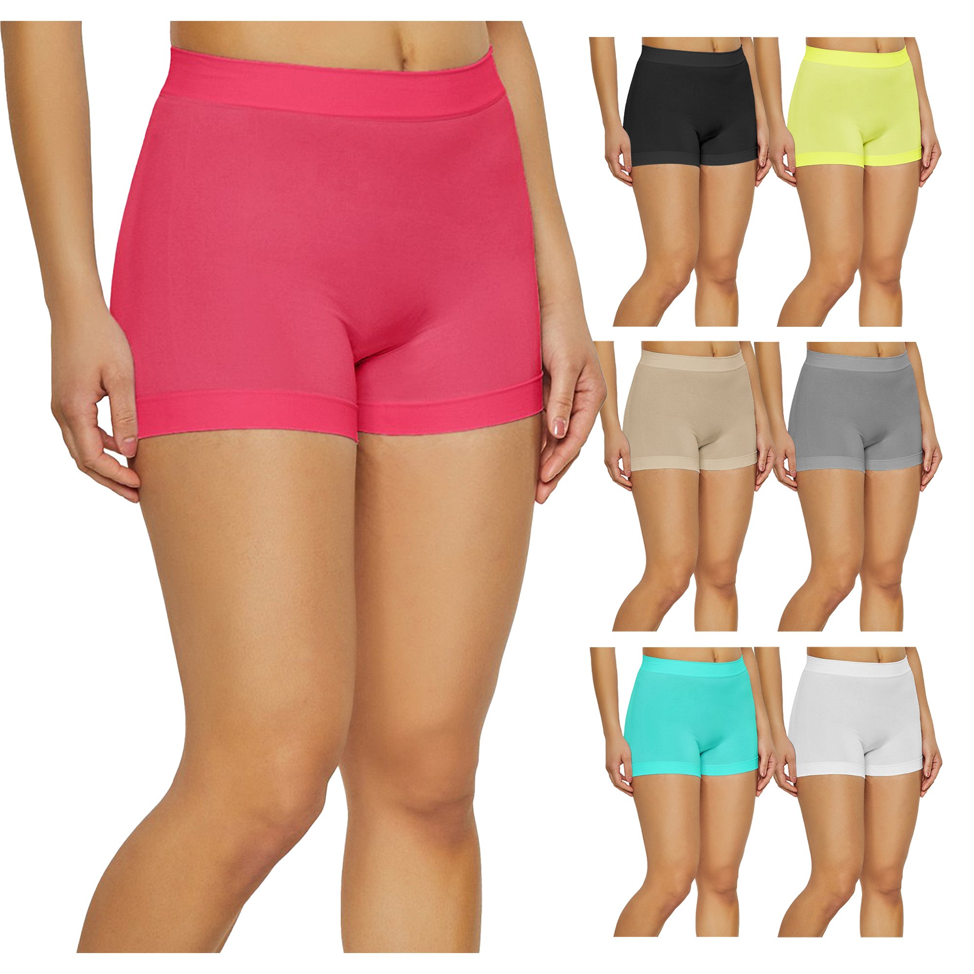 12-Pack Women's High Waisted Biker Bottom Shorts For Yoga Gym Running Ladies Pants - YELLOW, XL