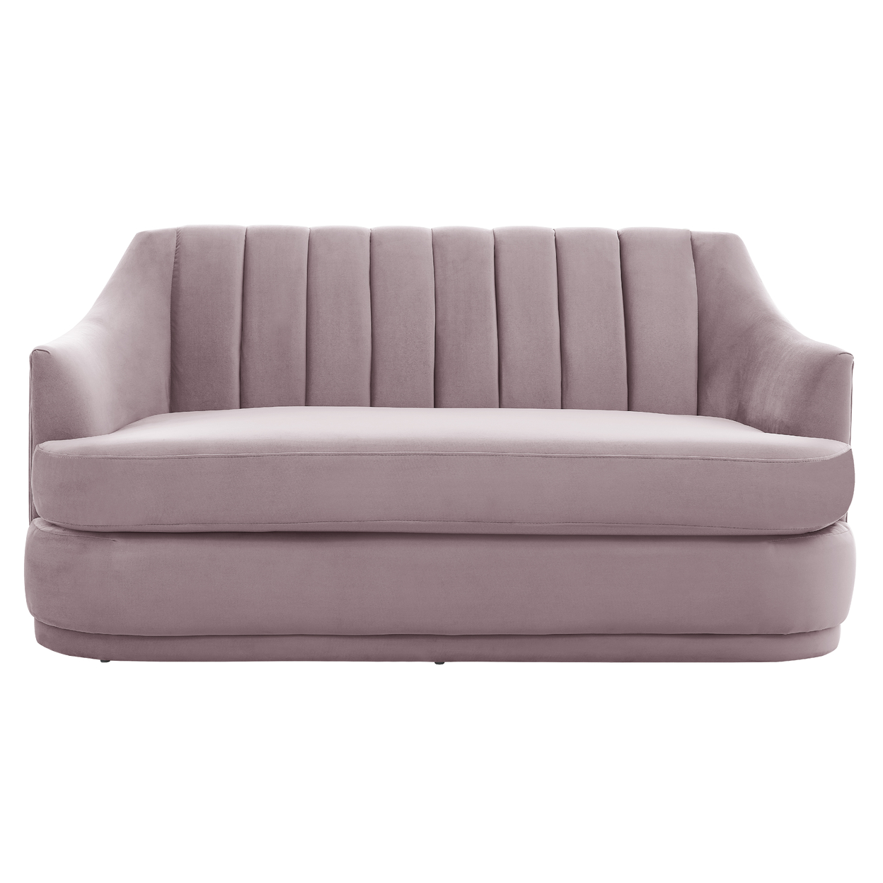 Iconic Home Rosa Loveseat Velvet Upholstered Single Cushion Seat Vertical Channel Quilted Back Platform Base Design - Grey