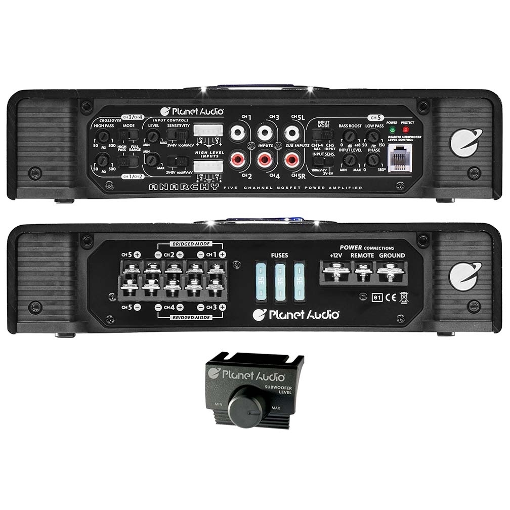 Planet Audio AC1800.5 1800 Watt 5 Channel Car Amplifier, Full Range, Bridgeable