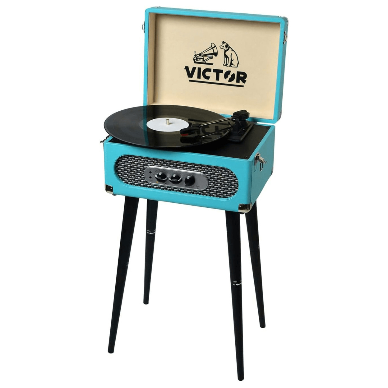 Victor Andover 5-in-1 Music Center With Chair-Height Legs And Bluetooth Function - Turquoise