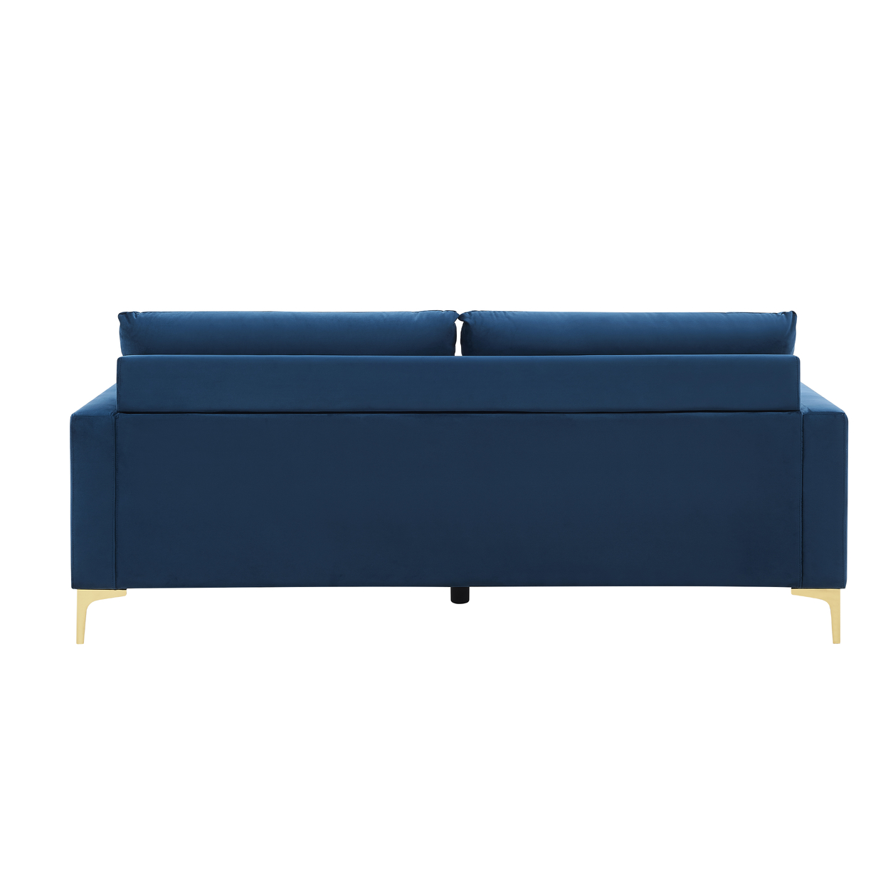Iconic Home Roxi Sofa Velvet Upholstered Multi-Cushion Seat Gold Tone Metal Y-Legs With 2 Decorative Pillows - Blue