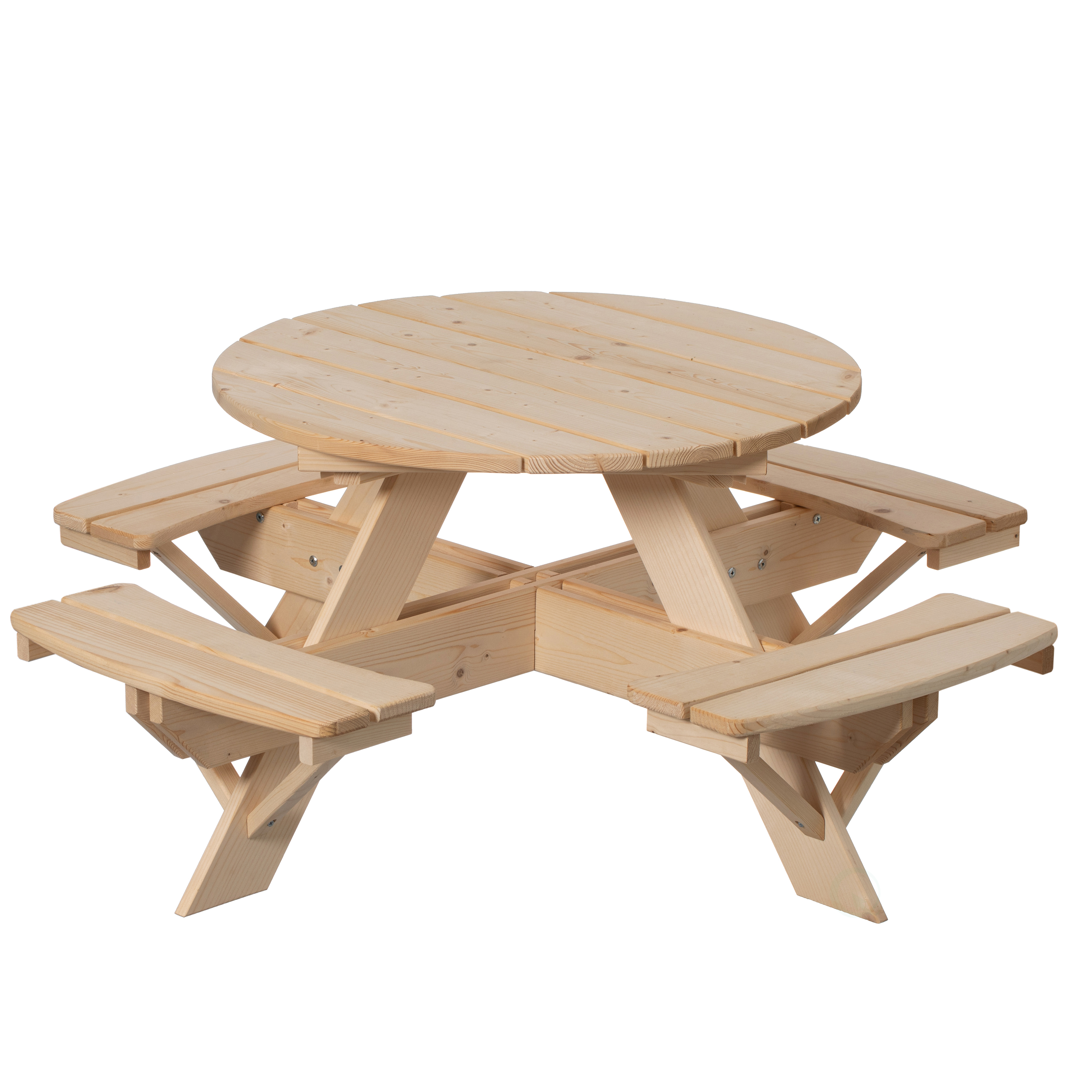 Wooden Kids Round Picnic Table Bench, Outdoor Children's Backyard Table, Crafting, Dining, And Playtime Patio Table