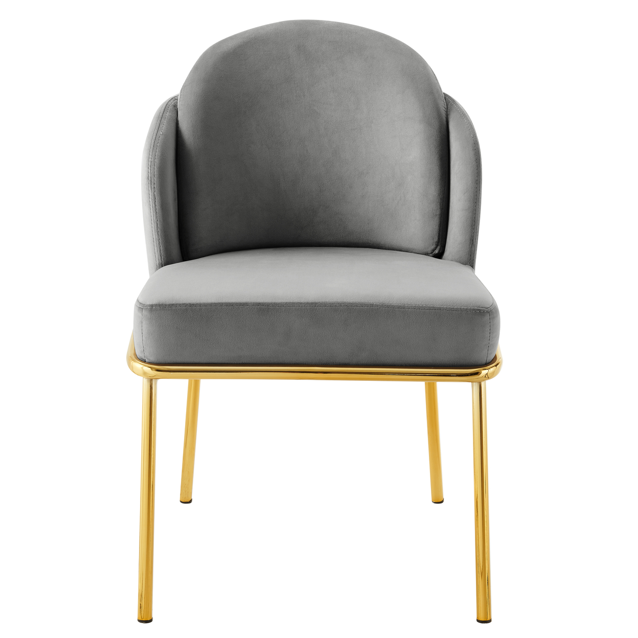 Iconic Home Aerial Dining Chair Set Velvet Upholstered Armless Design Architectural Gold Tone Solid Metal Base (Set Of 2) - Black