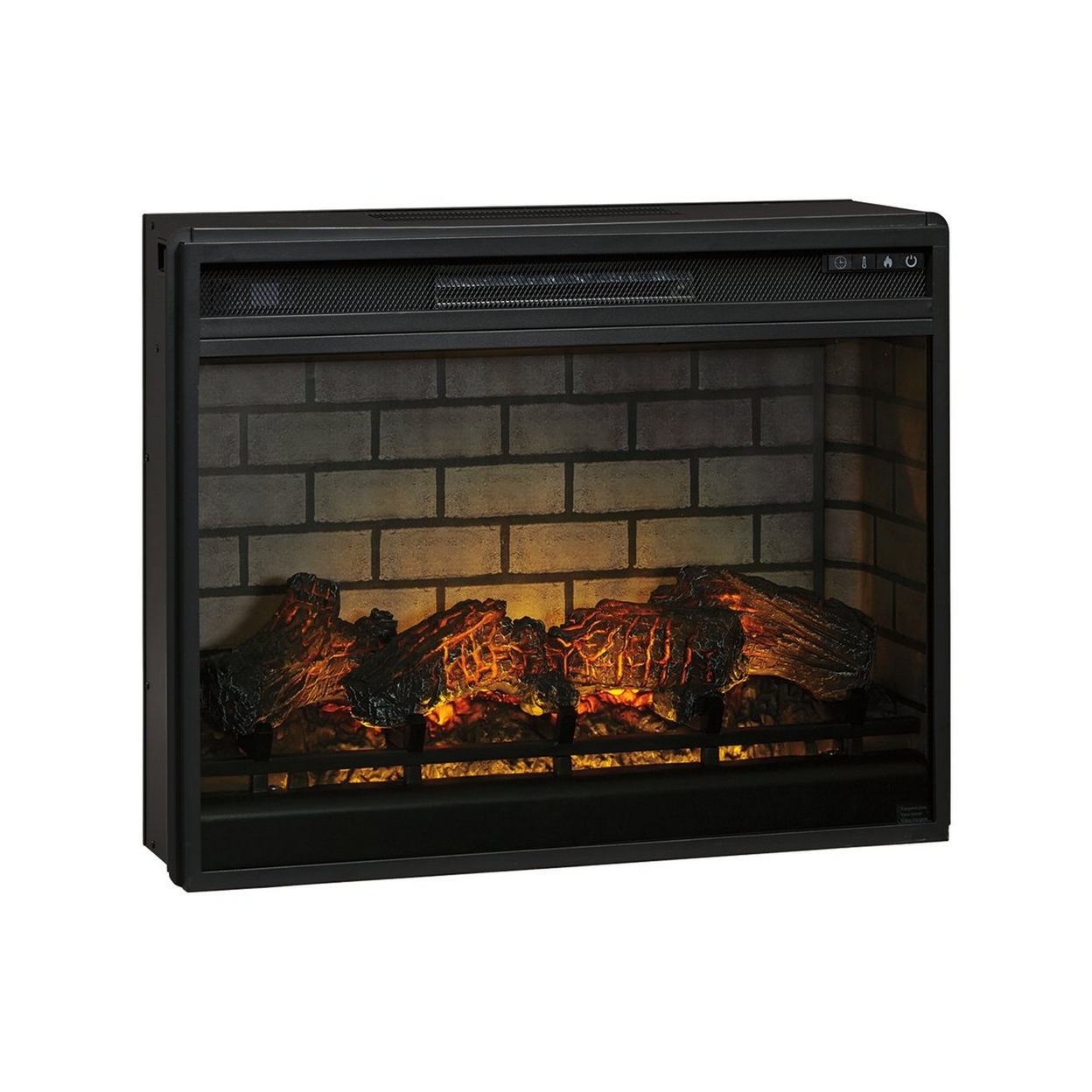 31.25 Inch Metal Fireplace Inset With 7 Level Temperature Setting, Black- Saltoro Sherpi