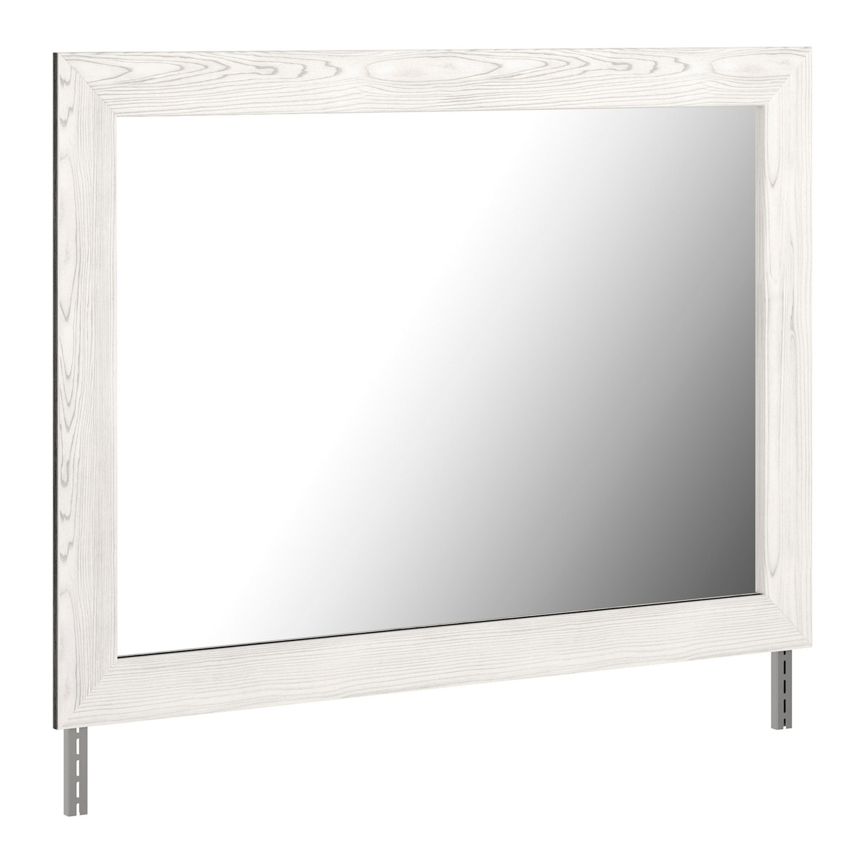 Rectangular Wooden Bedroom Mirror With Grain Details, Gray- Saltoro Sherpi
