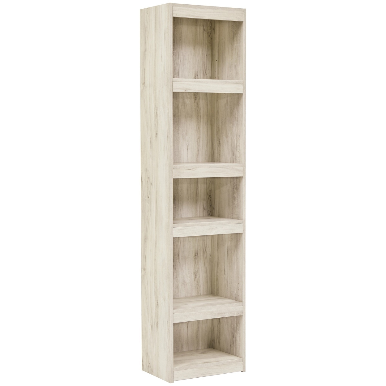 72 Inches 5 Tier Wooden Pier With Adjustable Shelves, Washed White- Saltoro Sherpi