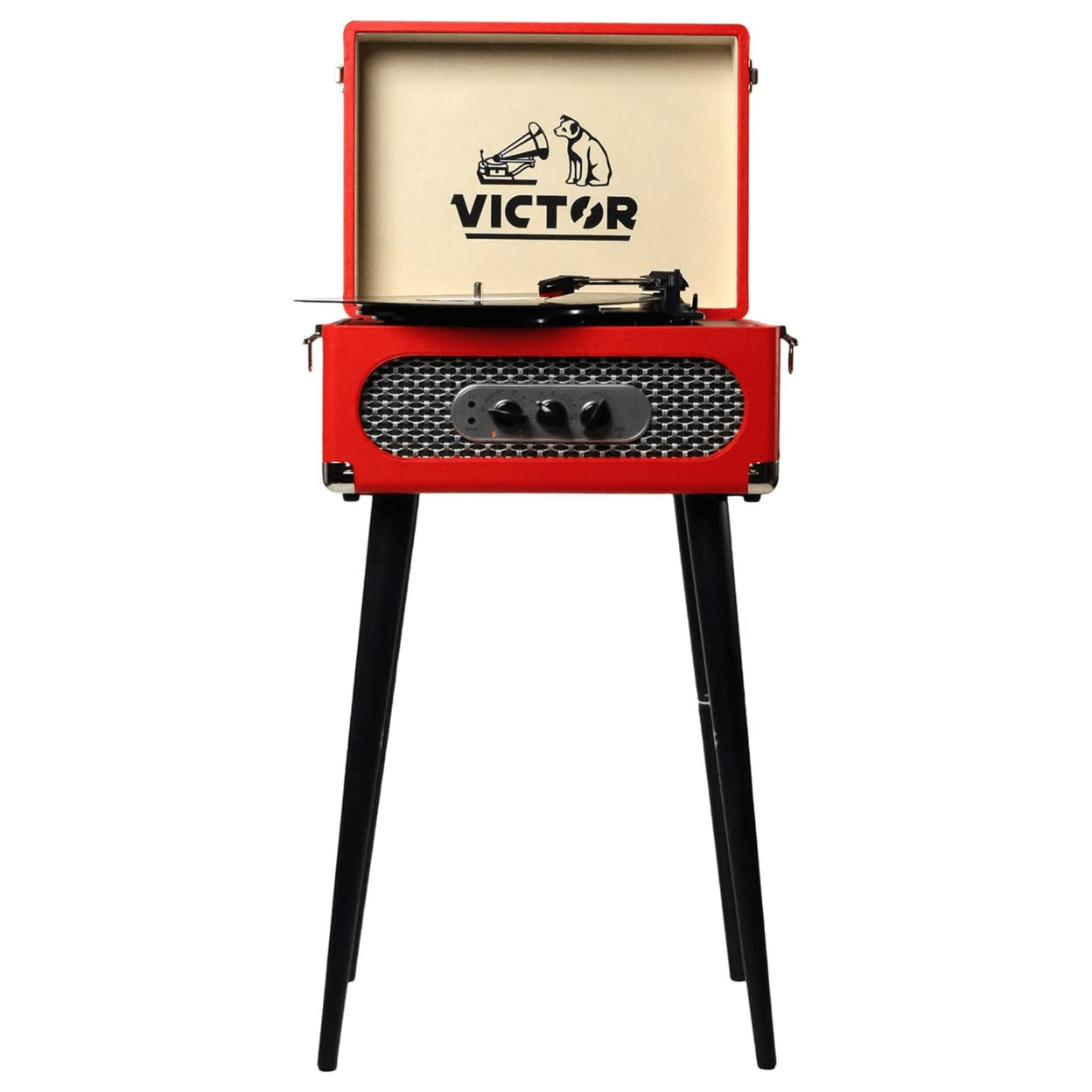 Victor Andover 5-in-1 Music Center With Chair-Height Legs And Bluetooth Function - Red
