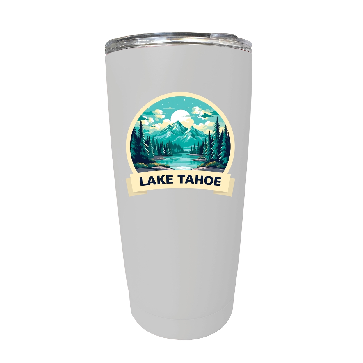 Lake Tahoe California Souvenir 16 Oz Stainless Steel Insulated Tumbler - White,,Single