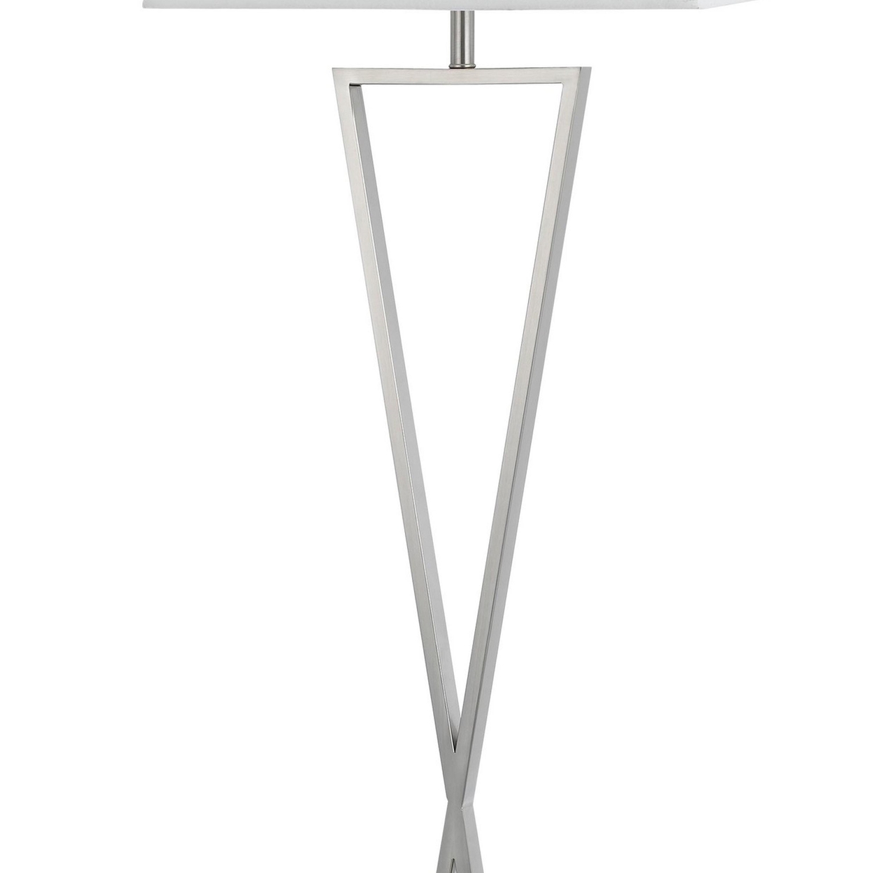 X Shaped Metal Body Floor Lamp With Rectangular Tapered Fabric Shade, White- Saltoro Sherpi