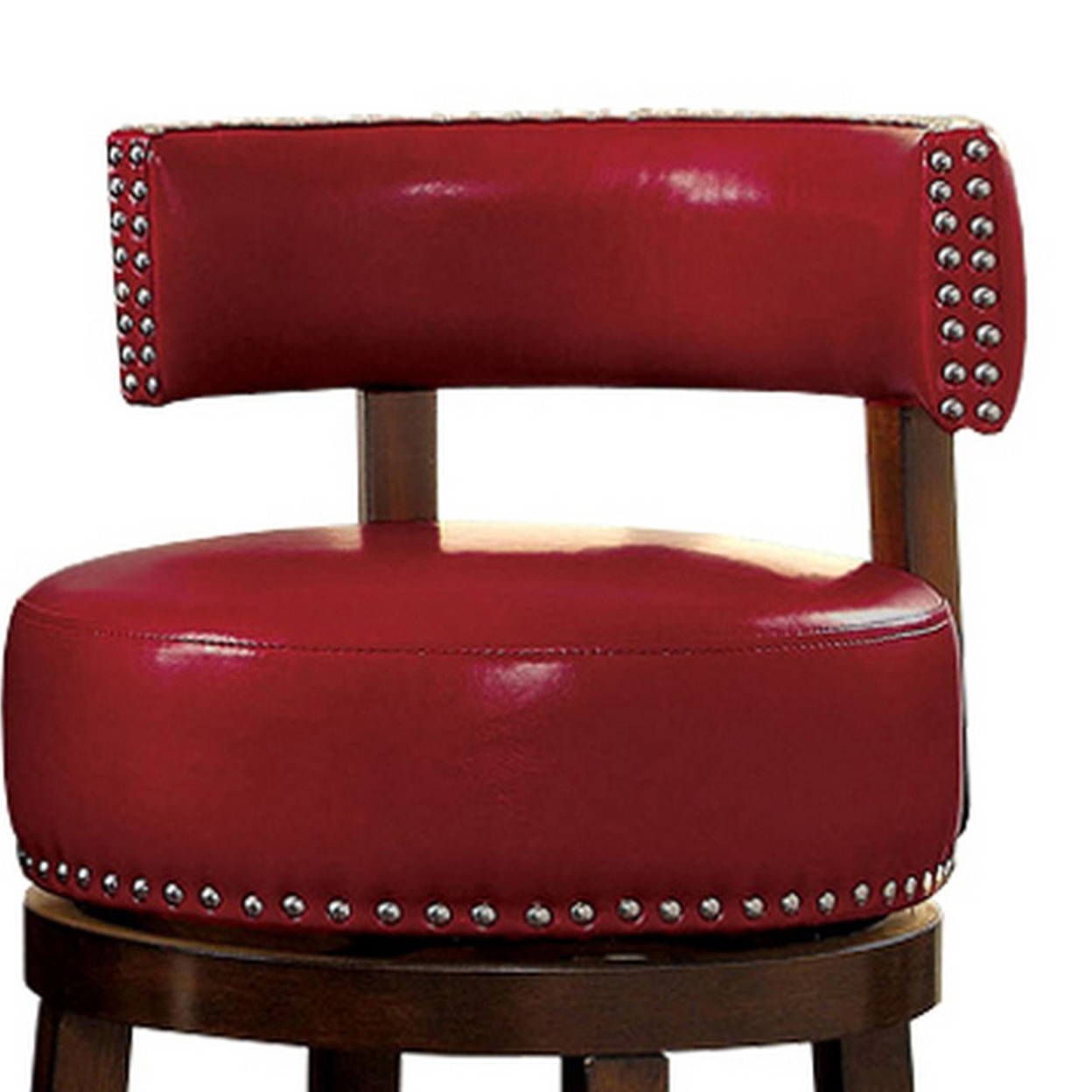 Shirley Contemporary 24 Barstool With Pu Cushion, Red Finish, Set Of 2- Saltoro Sherpi