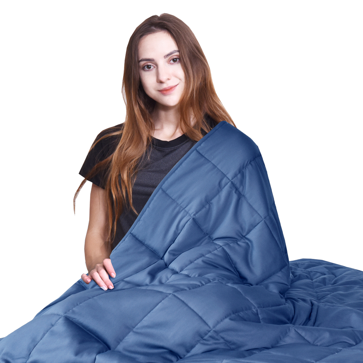 7-20 Lbs Cooling Weighted Blanket Luxury Cooler Version Cotton & Glass Beads Light Green/Blue/Pink - Light Blue, 60'' X 80'' 20 Lbs