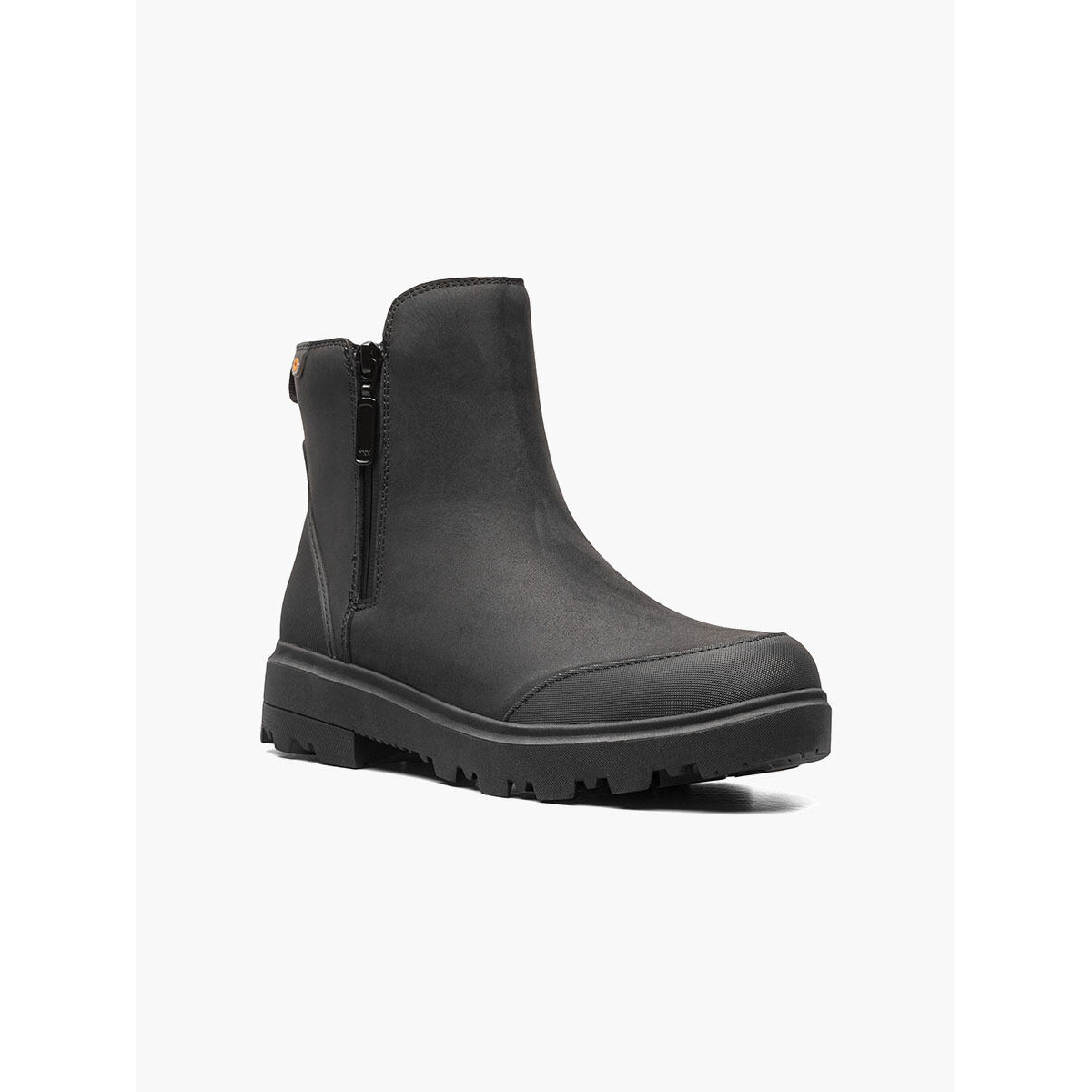 BOGS Women's Holly Zip Leather Waterproof Rain Boot Black - 72840-001 BLACK - BLACK, 9