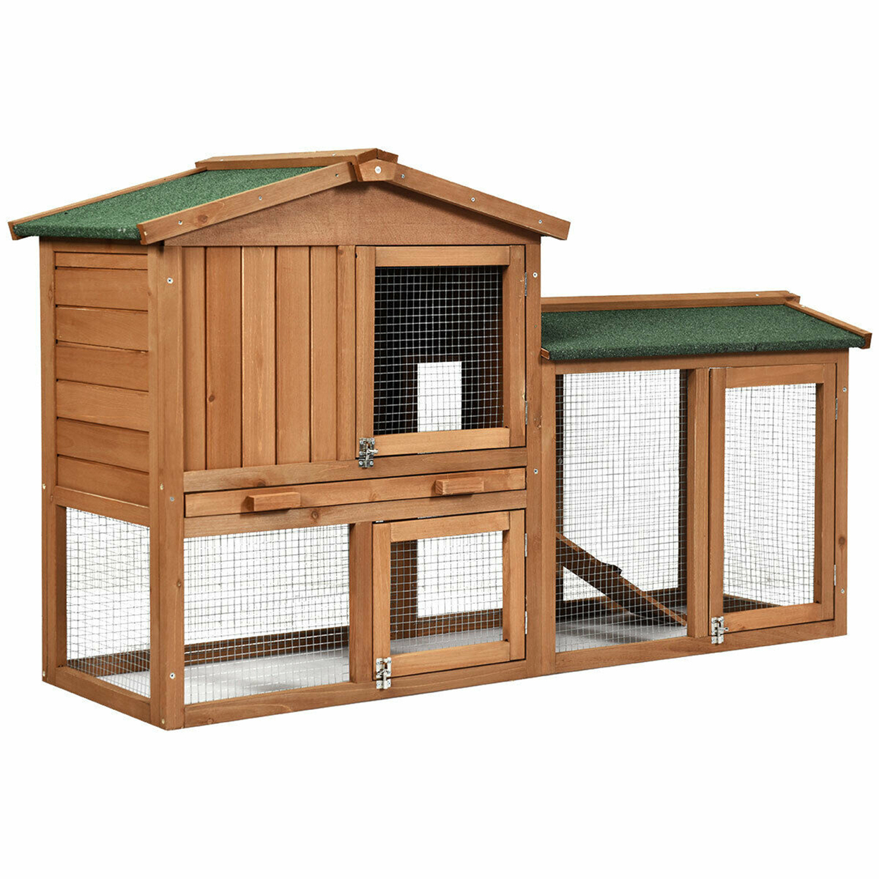 58'' Wooden Rabbit Hutch Large Chicken Coop Weatherproof Indoor Outdoor Use