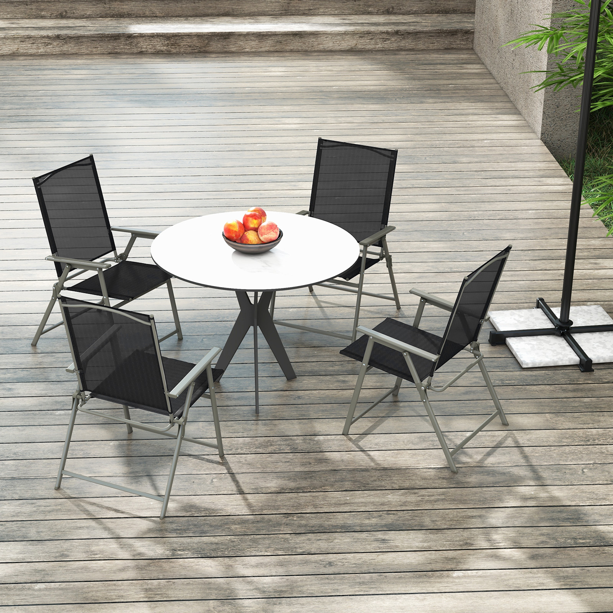 4PCS Patio Portable Metal Folding Chairs Dining Chair Set Poolside Garden