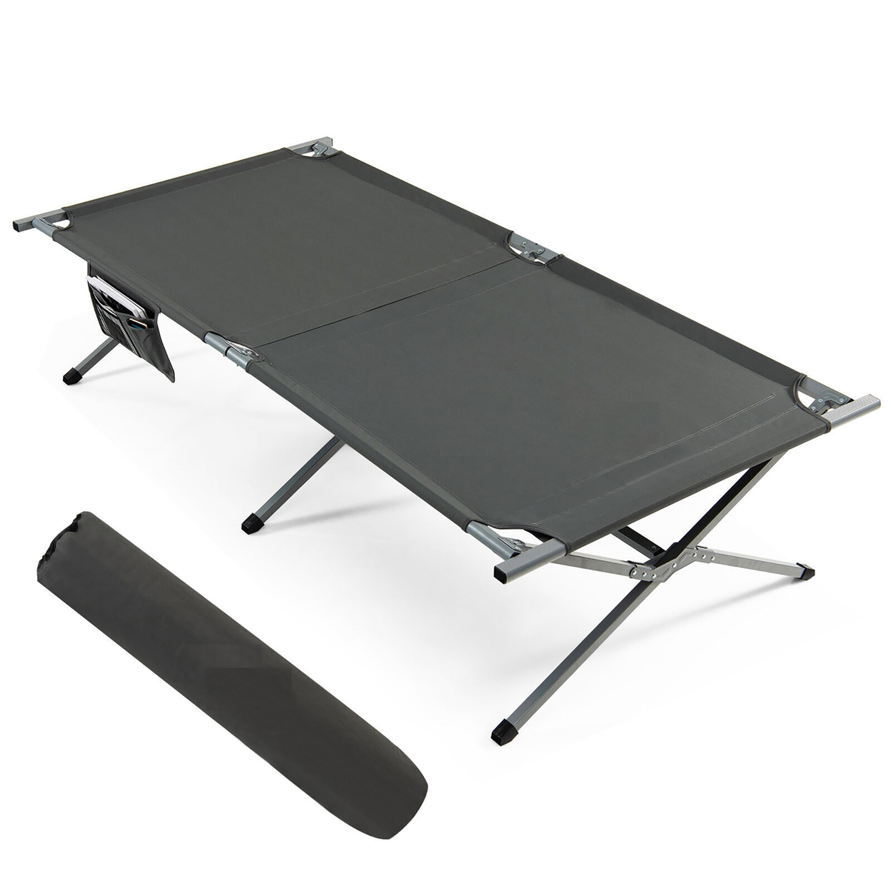 Folding Camping Bed Extra Wide Military Cot Up To 330Lbs W/ Carry Bag & Storage