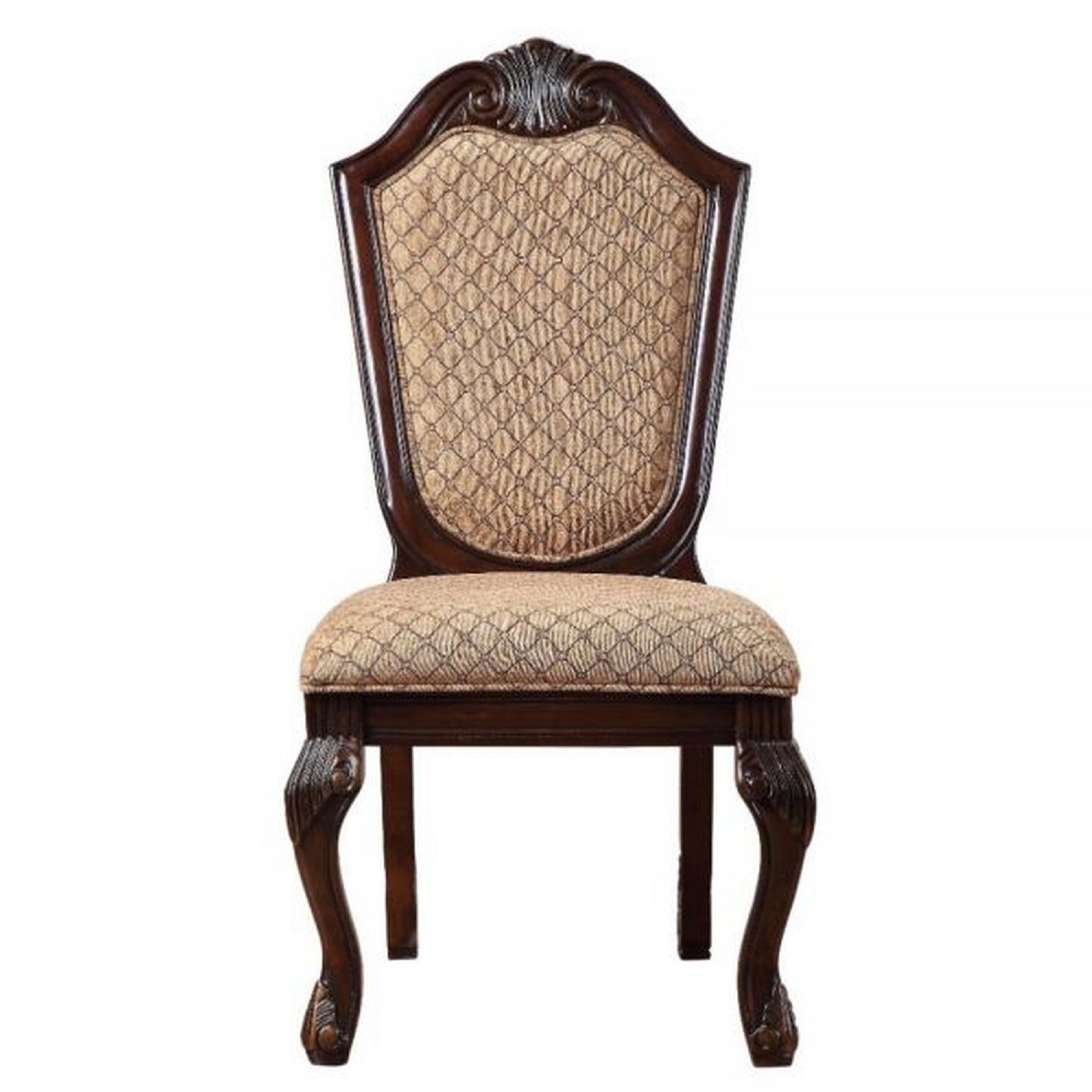 Side Chair With Padded Seating And Cabriole Legs, Set Of 2, Brown- Saltoro Sherpi