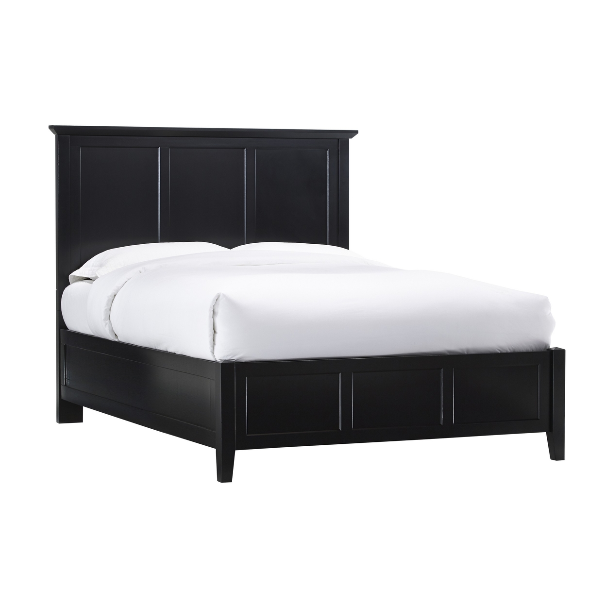 Neo Full Size Bed, Panel Design Farmhouse Wood Frame With Slats, Black- Saltoro Sherpi