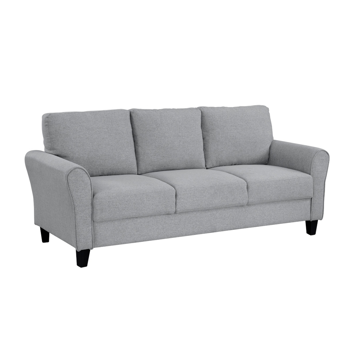 Engi 81 Inch Accent Sofa, Smooth Gray Polyester, Attached Back Cushion- Saltoro Sherpi