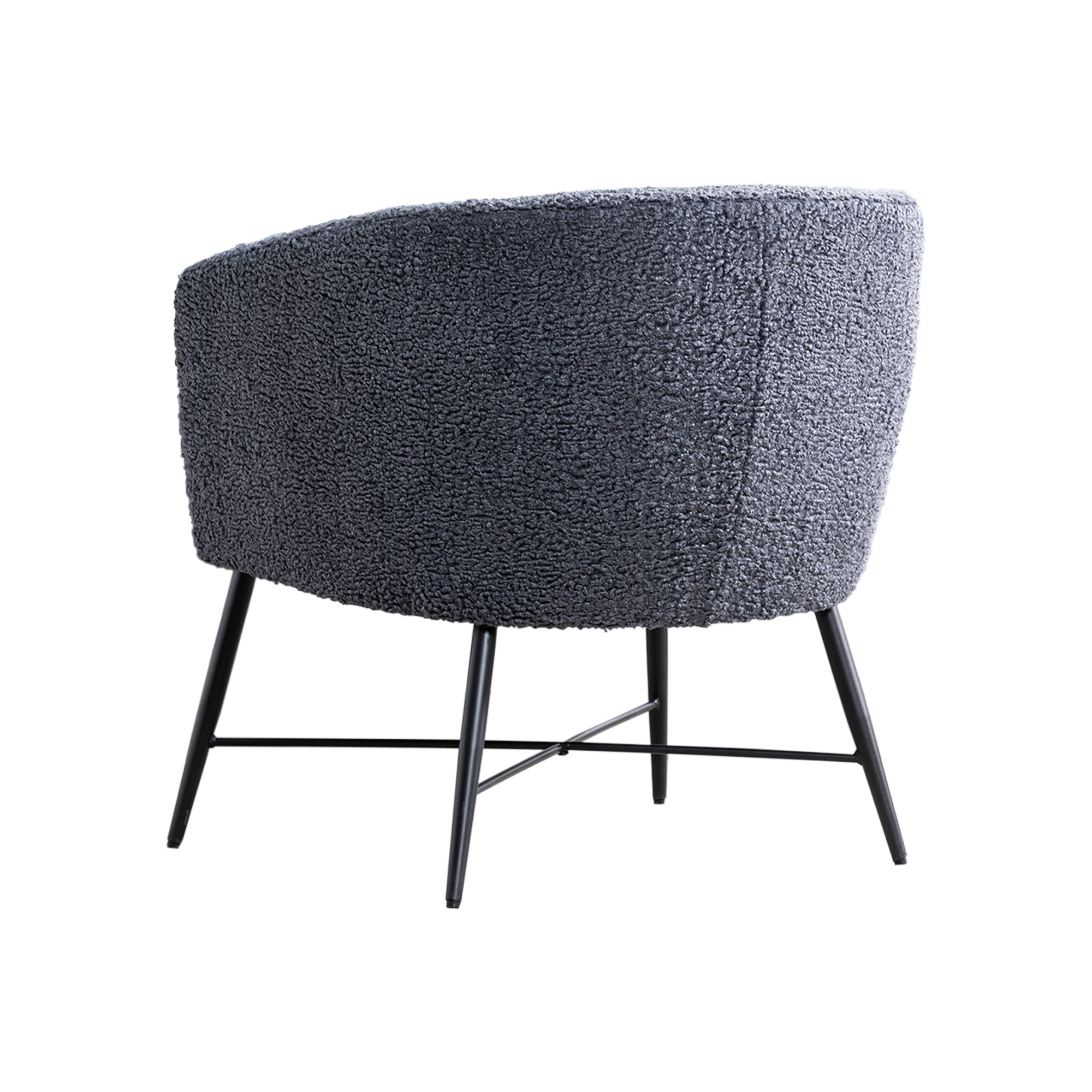 Ino 28 Inch Accent Chair, Gray Wool Like Fabric, Curved Back, Shelter Arms - Saltoro Sherpi