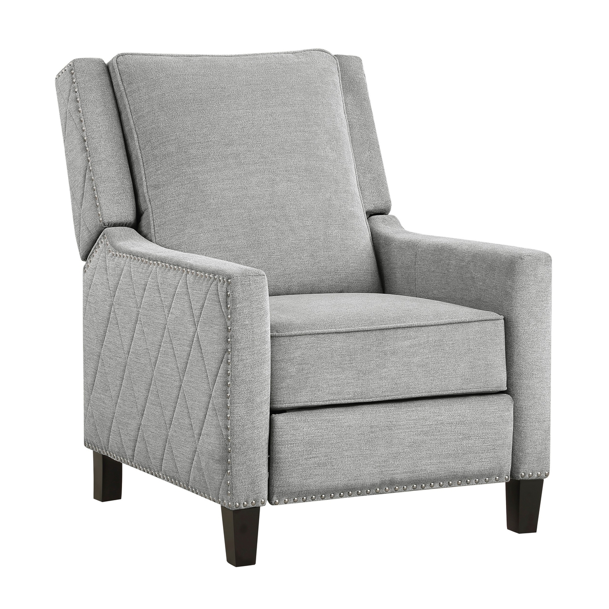 Klark 39 Inch Push Back Armchair, Soft Gray Polyester, Pocket Coil Seating- Saltoro Sherpi