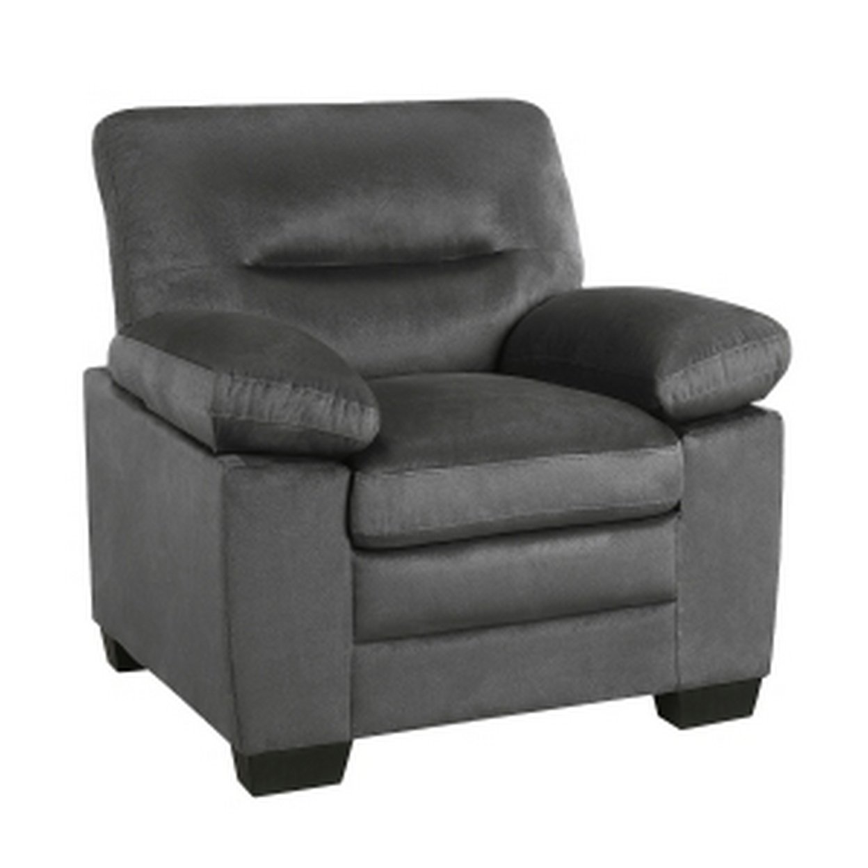 Kein 41 Inch Armchair, Dark Gray Fabric, Pillow Armrests, Tufted Backrest- Saltoro Sherpi