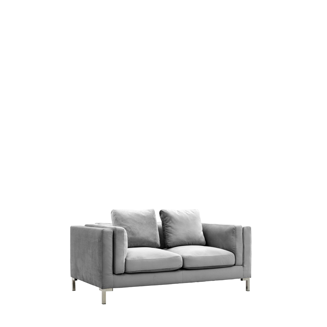 Iconic Home Everlie Loveseat Velvet Upholstered Multi-Cushion Seat Loose Back Shelter Arm Design Silver Tone Metal Y-Legs - Blue