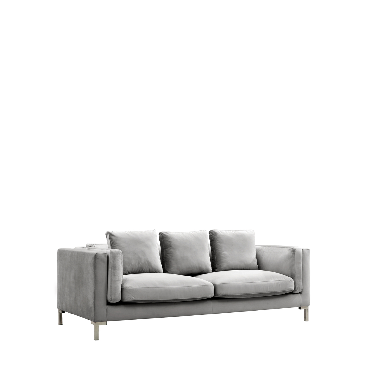 Iconic Home Everlie Sofa Velvet Upholstered Multi-Cushion Seat Loose Back Shelter Arm Design Silver Tone Metal Y-Legs - Blush