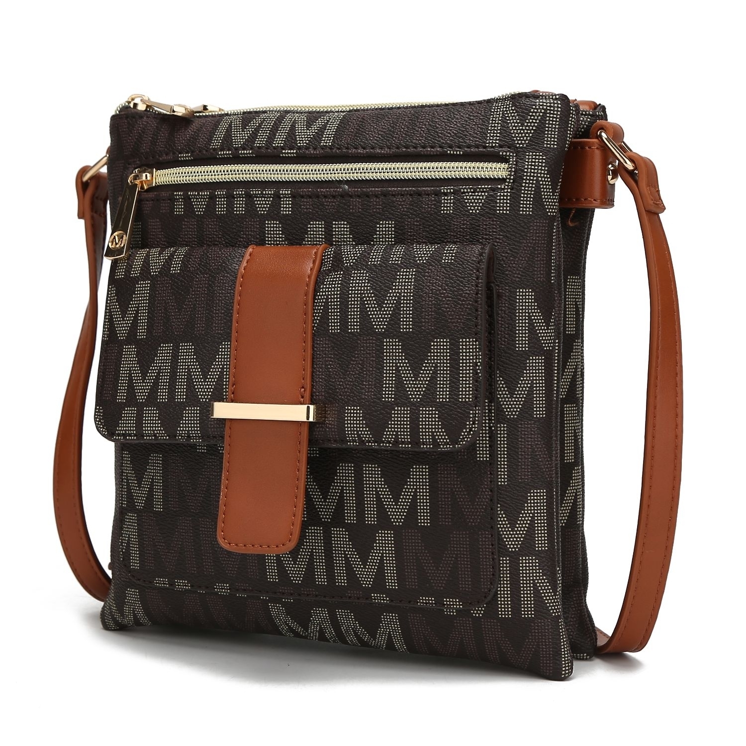MKF Collection Jeni Signature Crossbody Handbag By Mia K. - Brown