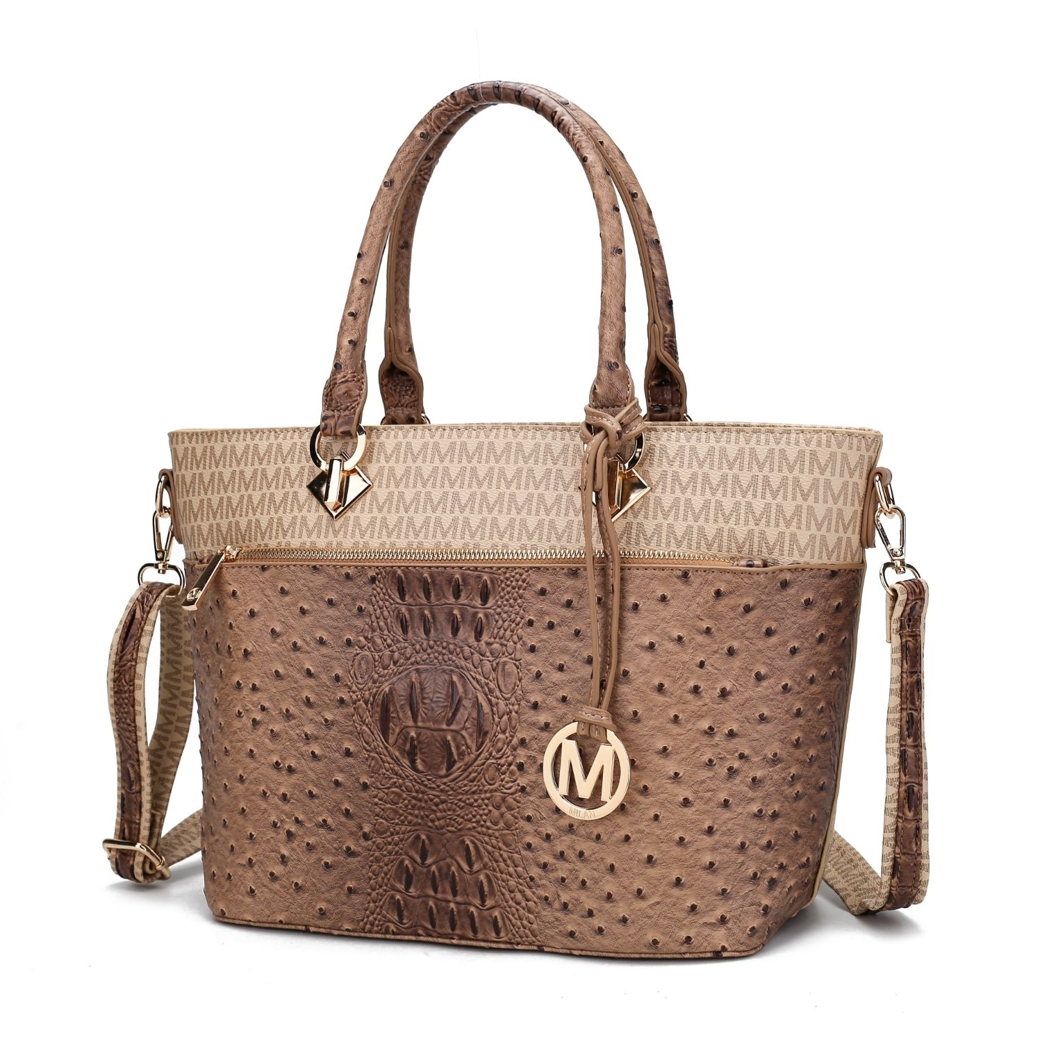 MKF Collection Grace Signature And Croc Embossed Tote Handbag By Mia K. - Brown