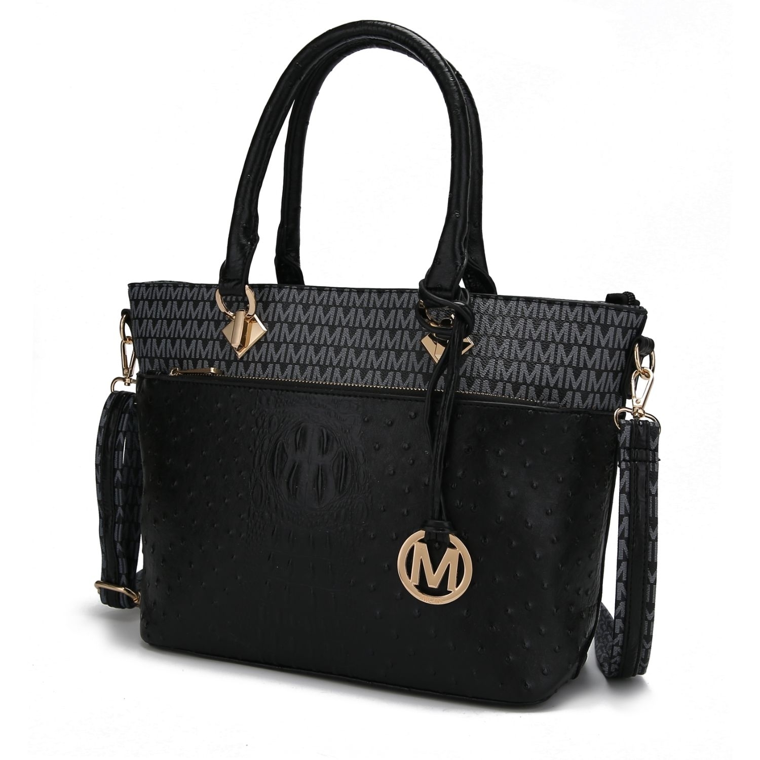 MKF Collection Grace Signature And Croc Embossed Tote Handbag By Mia K. - Black