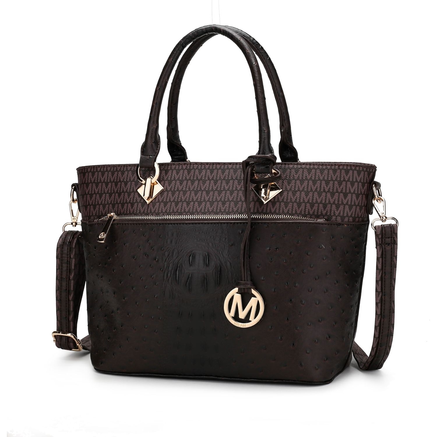 MKF Collection Grace Signature And Croc Embossed Tote Handbag By Mia K. - Brown