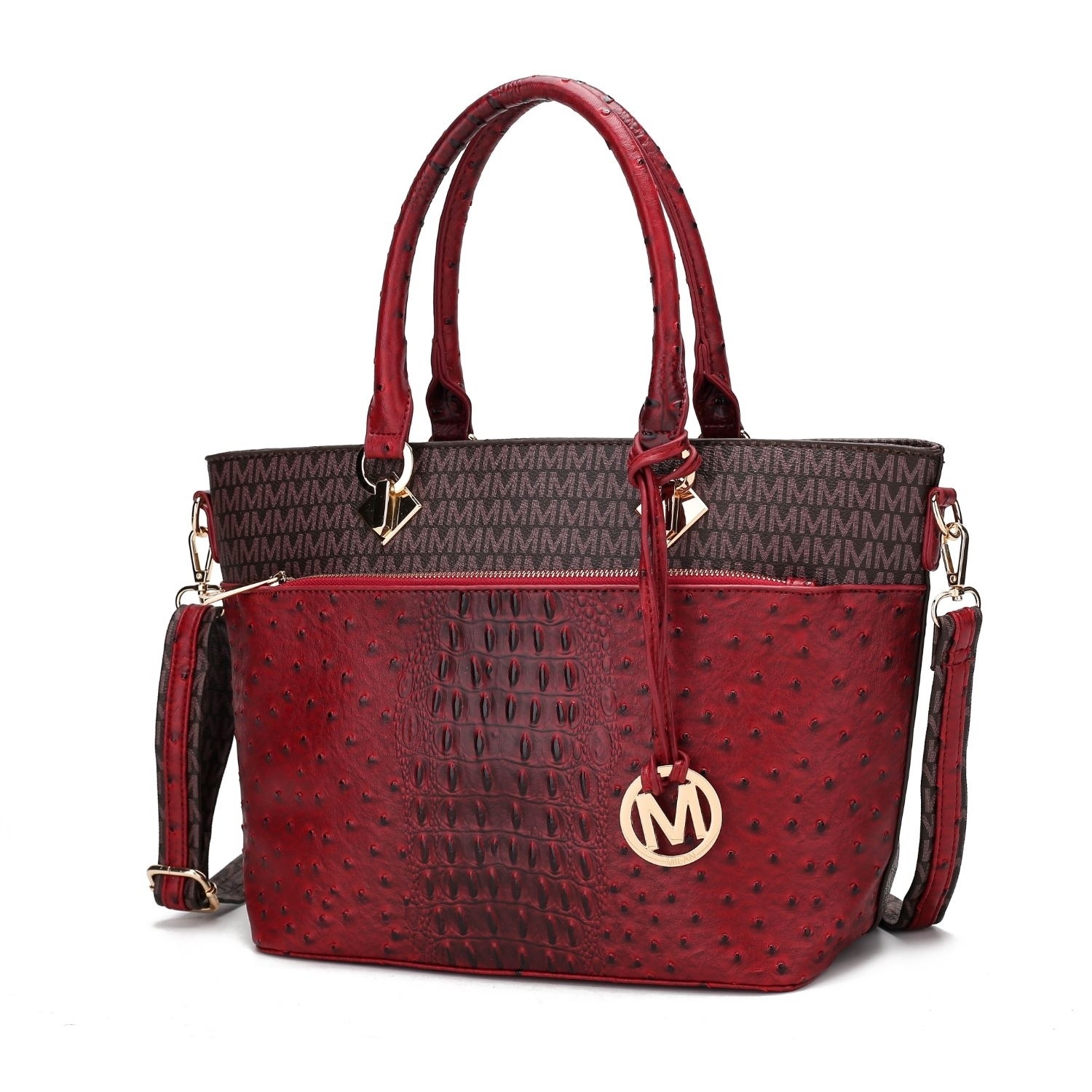 MKF Collection Grace Signature And Croc Embossed Tote Handbag By Mia K. - Red