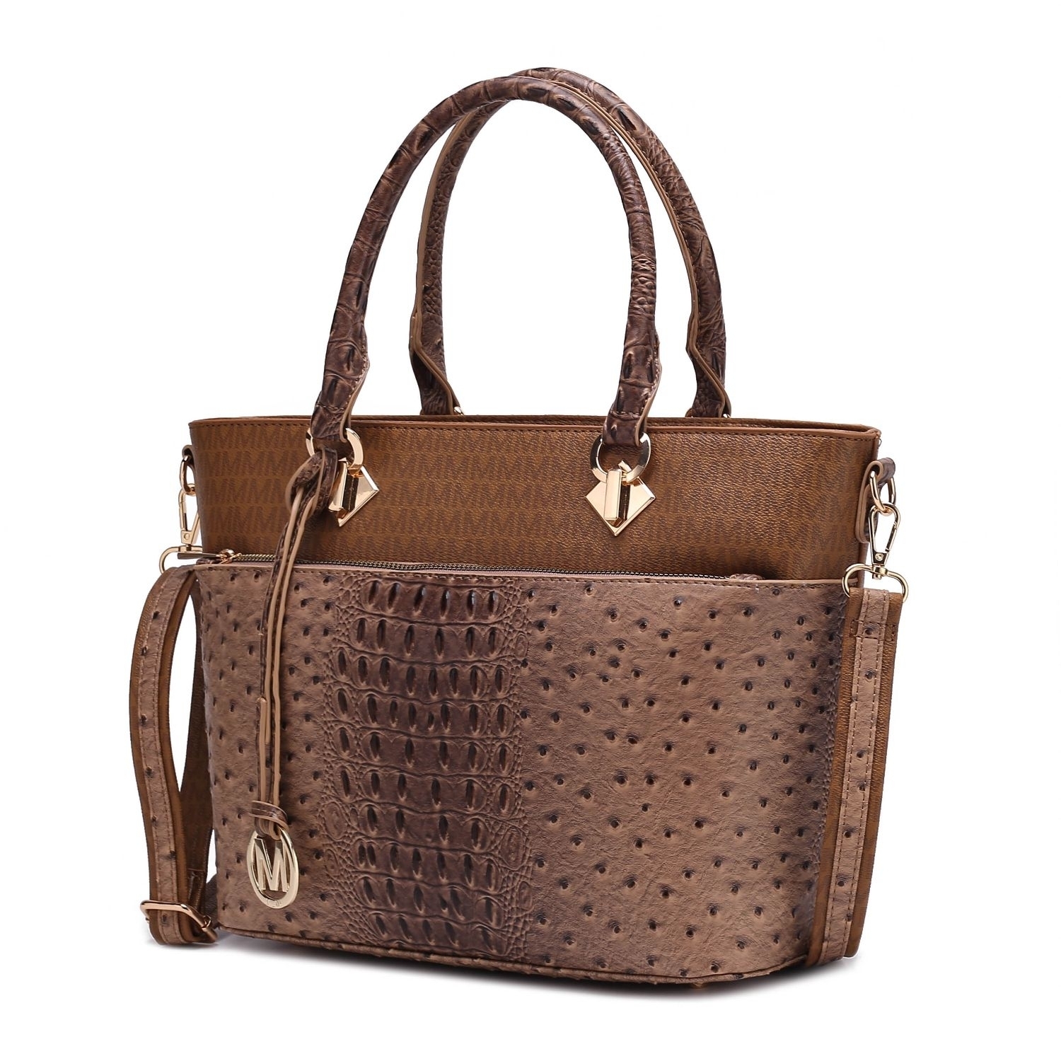 MKF Collection Grace Signature And Croc Embossed Tote Handbag By Mia K. - Tan